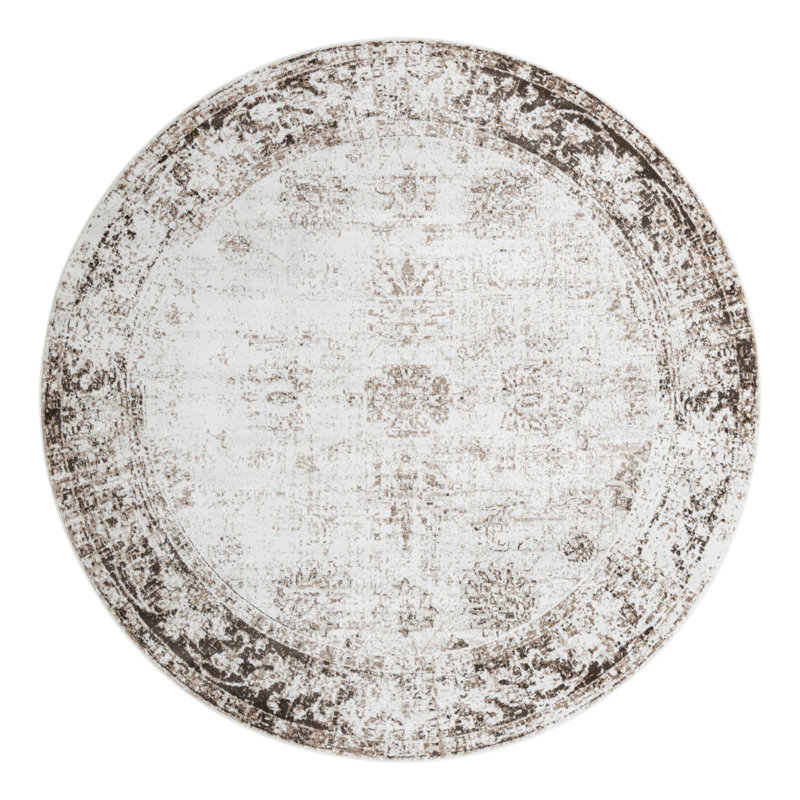 Tapis Brandt, Rond 5 pi 1 po, Non, Beige /Brun clair
