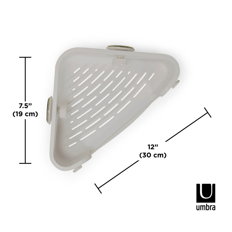Gray Plastic Suction Mount Shower Corner Basket