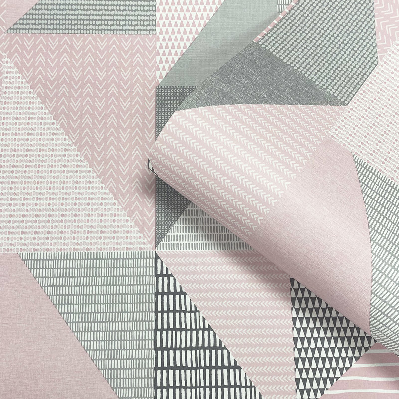 Delphos 10.05cm x 53cm Wallpaper Roll, Pink/Grey