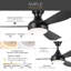 Ventilateur de plafond 3 pales 54 pouces avec télécommande-1612836358