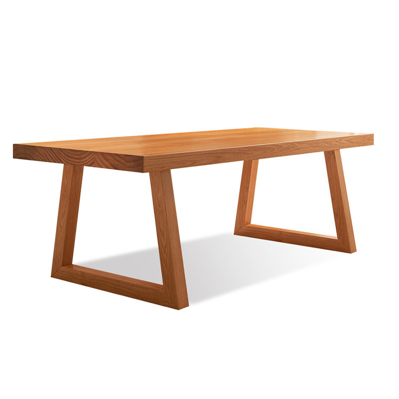 Light Brown Rectangular Solid Wood Dining Table, 29.53"H x 78.74"L x 31.5"W