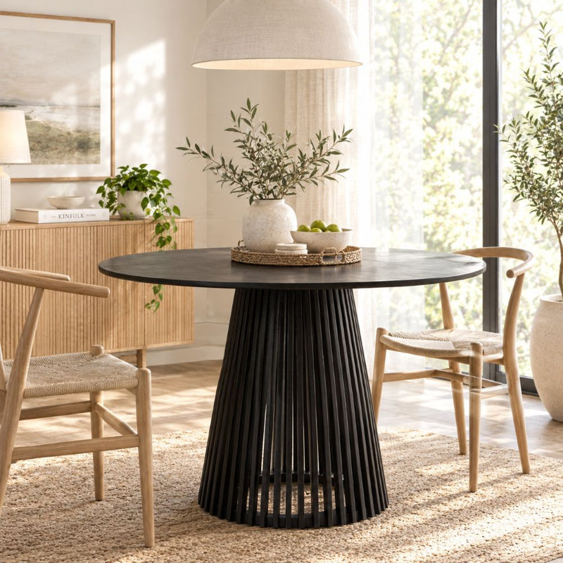 Hopley Round Dining Table, Black