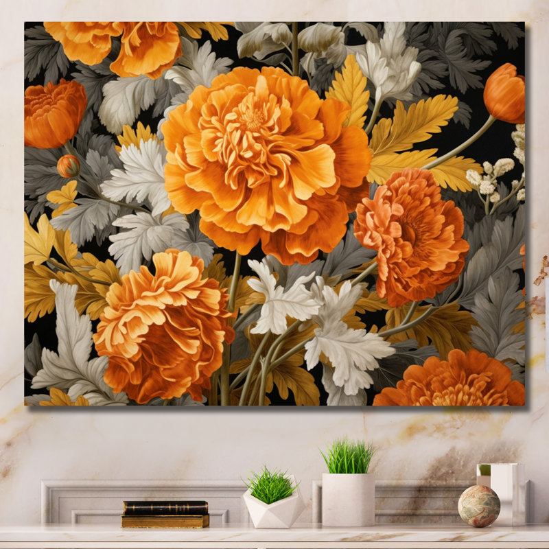 Orange orange, souci, splendeur sur toile, Toile tendue, H 16 po x l 32 po x P 1 po