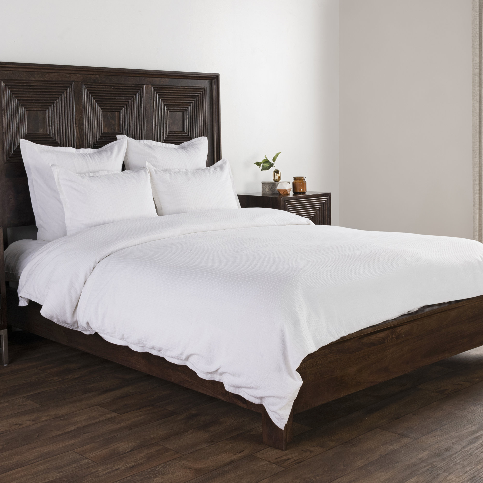 Tasmin 100% Cotton Duvet Cover, White, Queen Duvet Cover