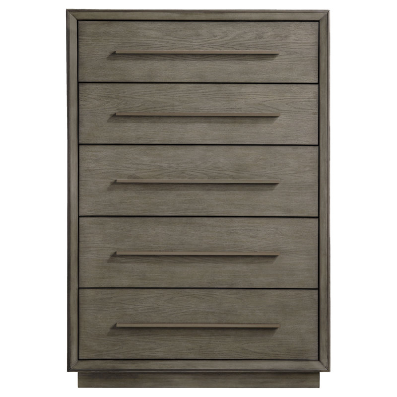 Carlwirt 5-drawer Bedroom Chest Taupe Oak, Brown