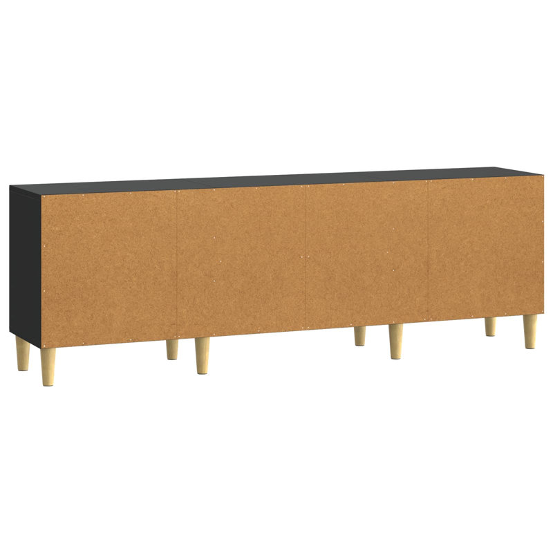 Unfinished TV Stand for TVs up to 65" with Fireplace Included, Black