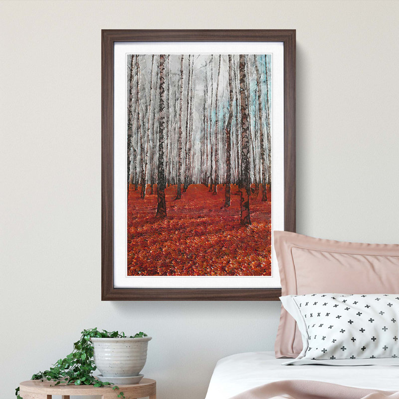 Rows of Trees in Abstract - Picture Frame Graphic Art Print, Walnut, 60cm H x 40cm W x 2cm D