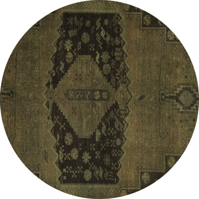 Tapis oriental oriental noir / brun 6 pi fabriqué à la machine