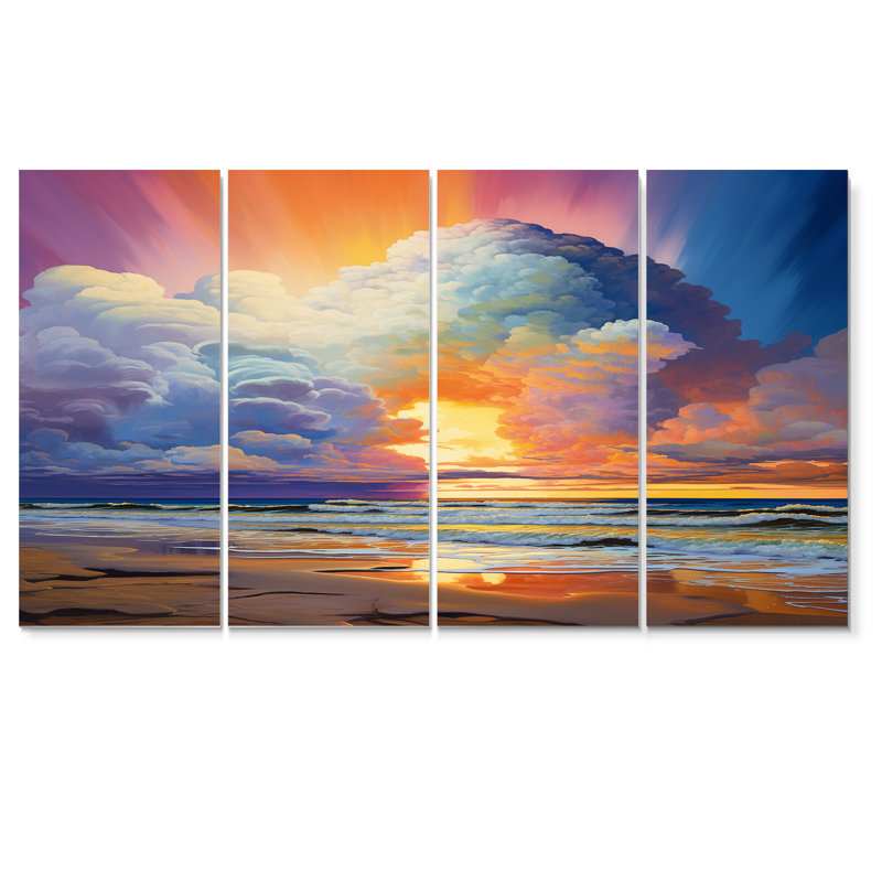 Royster - Art mural de plage et océan pour le salon, 4 pièces, H 28 po x l 48 po