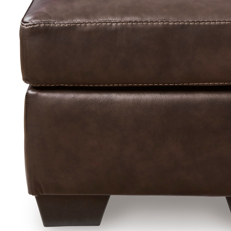  Holmes Leather Upholstered Ottoman, Brown