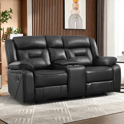 Fordwich 75.2" Wide Modern Soft Upholstered Multiple Cushion Manual Reclining Loveseat With Console