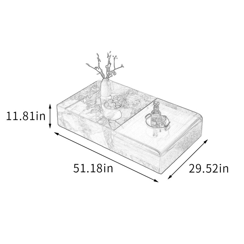 Table basse avec tiroirs Living Home Home, H 11,81 po x L 51,18 po x l 29,52 po, Noir, Noir / brun noisette