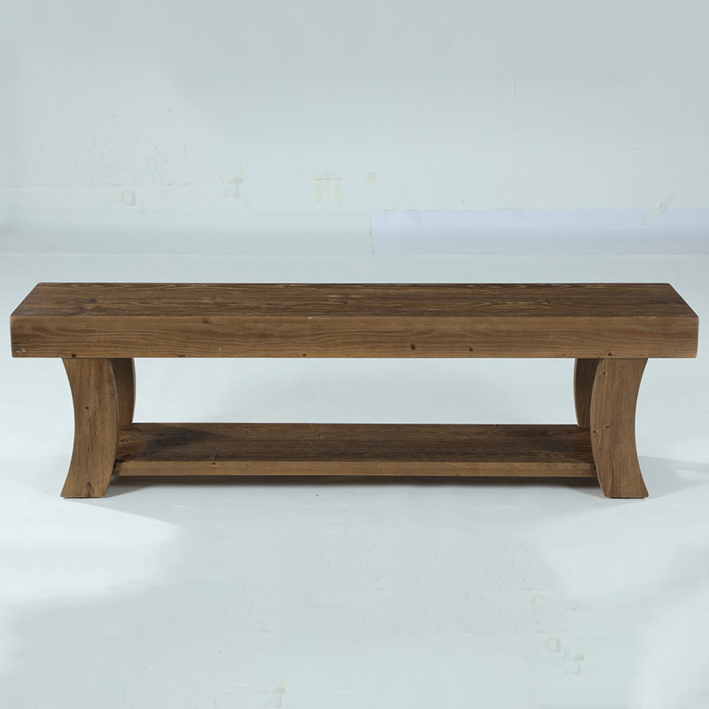Banc de 63 po en bois massif avec rangement ouvert