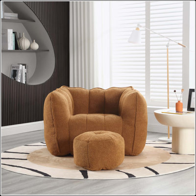 Fauteuil à billes souple avec mousse haute résilience pour le salon et la chambre à coucher, canapé carré confortable avec repose-pieds, idéal pour jouer, lire et regarder la télévision