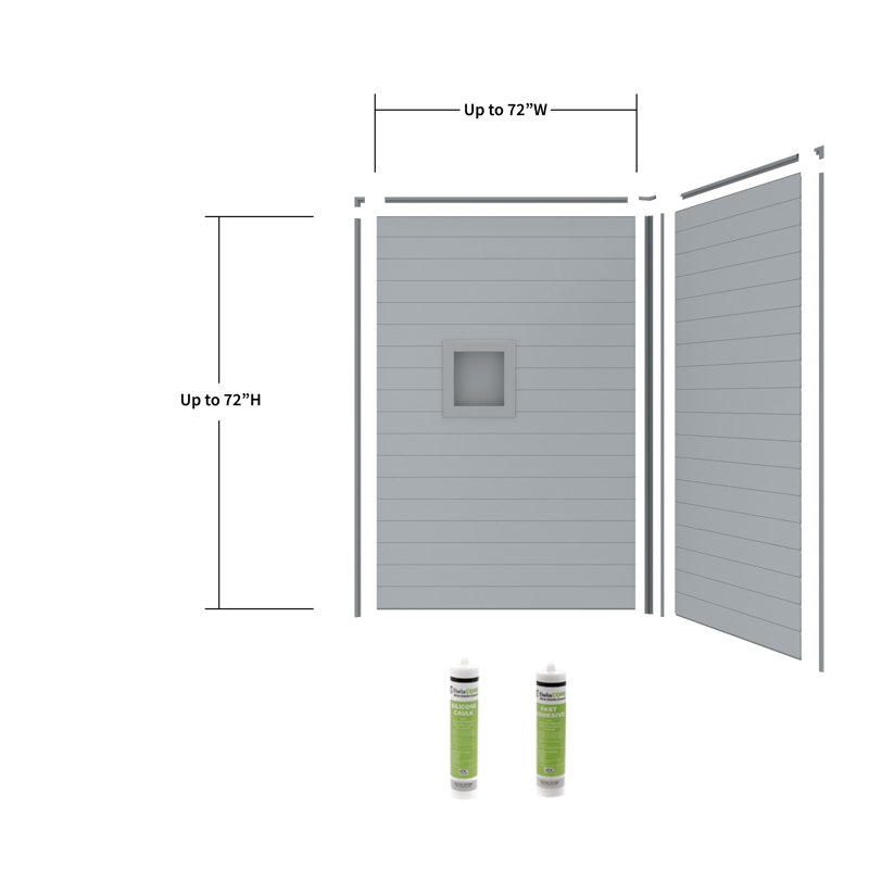 72" H x 72" D Two Wall Shiplap Shower Surround Kit, Gray