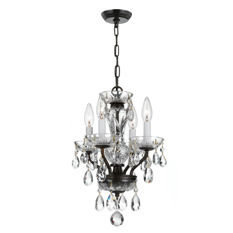 Weigel 4-Light Candle Style Classic Chandelier with Crystal Accents, Bronze, Swarovski Spectra