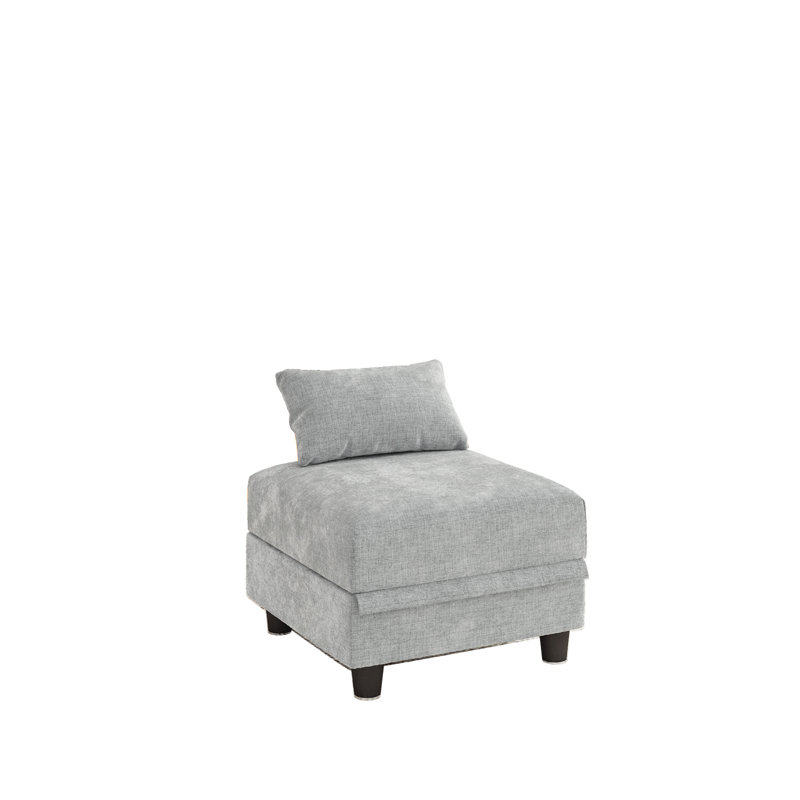 Ahren Upholstered Ottoman, Light Gray Chenille