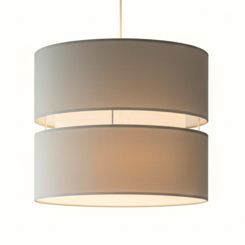 21.5 cm H Drum Cotton Pendant Shade ( Screw On ), Light Grey
