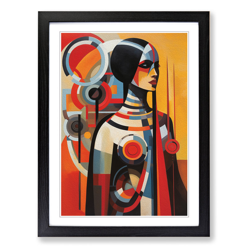 Indian Woman Constructivism No.4 - Framed Print, Black Framed, 34cm H x 25cm W x 2cm D