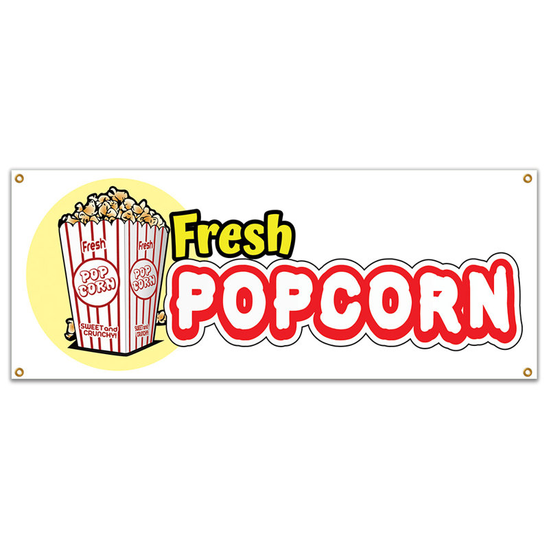 Bannière Fresh Popcorn 18 po x 48 po