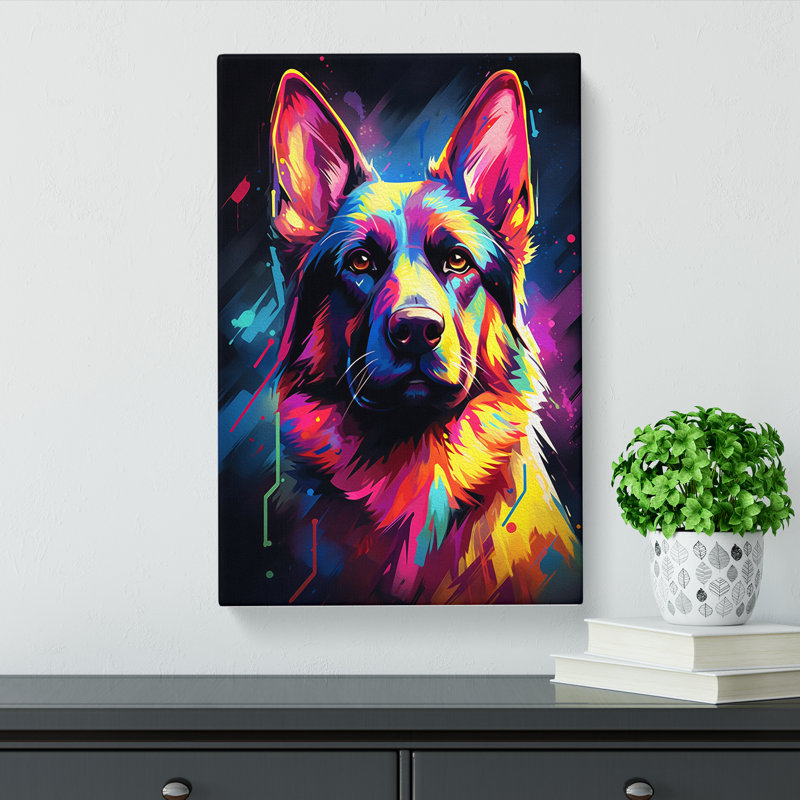German Shepherd Futurism No.2 - No Frame Print, 76cm H x 50cm W x 3cm D