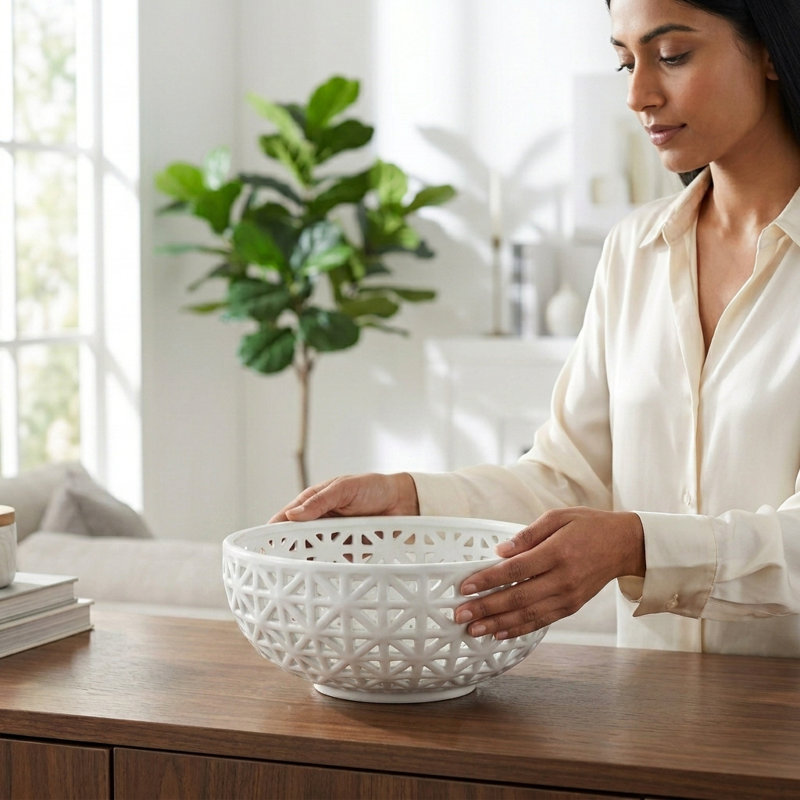 Bol décoratif en céramique Marquel 1, Blanc