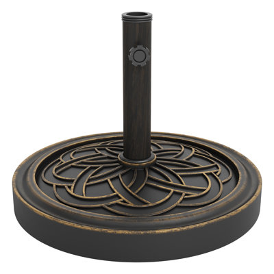 Durable Resin Patio Umbrella Base Stand - Classic Antique Bronze Finish - Sturdy Outdoor Parasol Holder for Patio, Garden & Lawn Furniture - Material: Resin + Antique Bronze