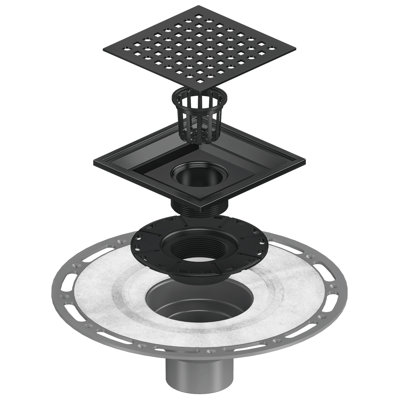 6 po X 6 po Drain de douche carré en acier inoxydable avec bride de collage en PVC