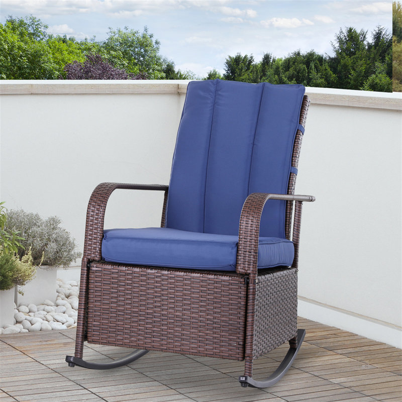 Chaise berçante d'extérieur en osier Outsunny, Bleu