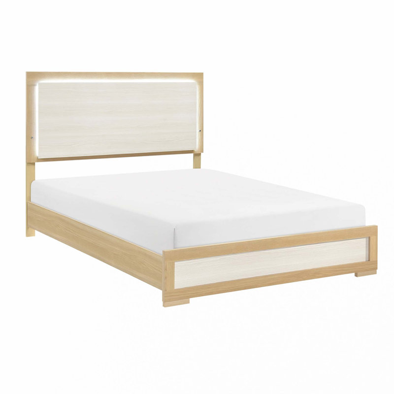 Mobilier de chambre à coucher en bois avec tête de lit à panneau 1pc (seulement lit), Queen