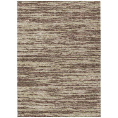 5' X 8' Brown And Beige Abstract Washable Indoor Outdoor Area Rug
