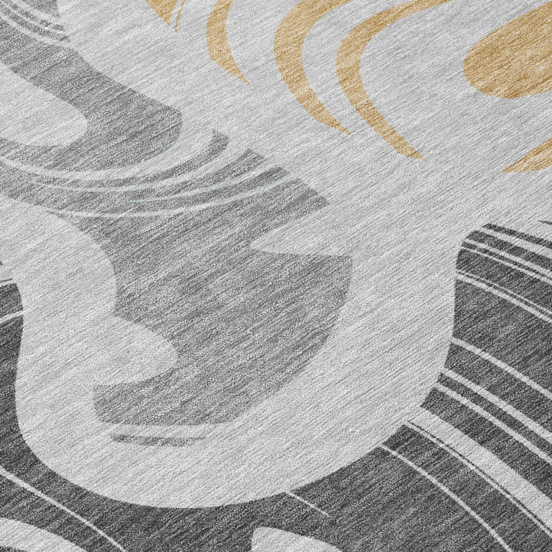 Machine Washable Indoor/Outdoor Chantille ACN2852 Abstract Rug, Silver, 10' x 14'