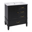 Meuble-lavabo de 30 po avec lavabo, armoire de salle de bain avec porte, trois tiroirs, pieds en bois massif et panneau de fibres à densité moyenne, patins réglables (autre couleur: N725P195409K)-109906627