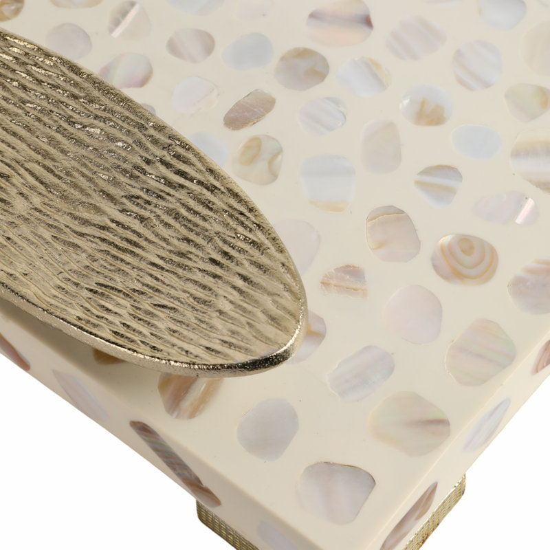 Okechuku 18 and 22" Allerd Mother and Pearl Rectangle Trays, 2.5"H, Shell, Set of 2 - 22" x 10" x 2.5"