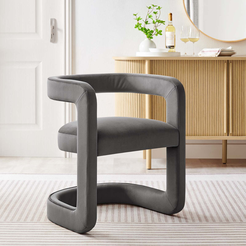 Fauteuil en velours l 23,4 po Modway Winslow, Velours tempête gris