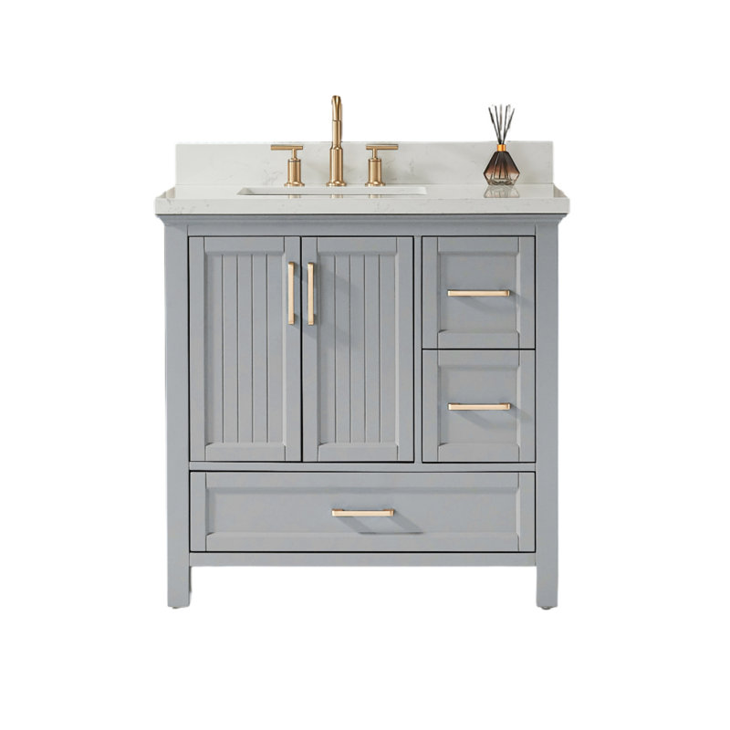 Ensemble de meuble-lavabo autoportant 36 po avec 2 poignées de couleur 36 po