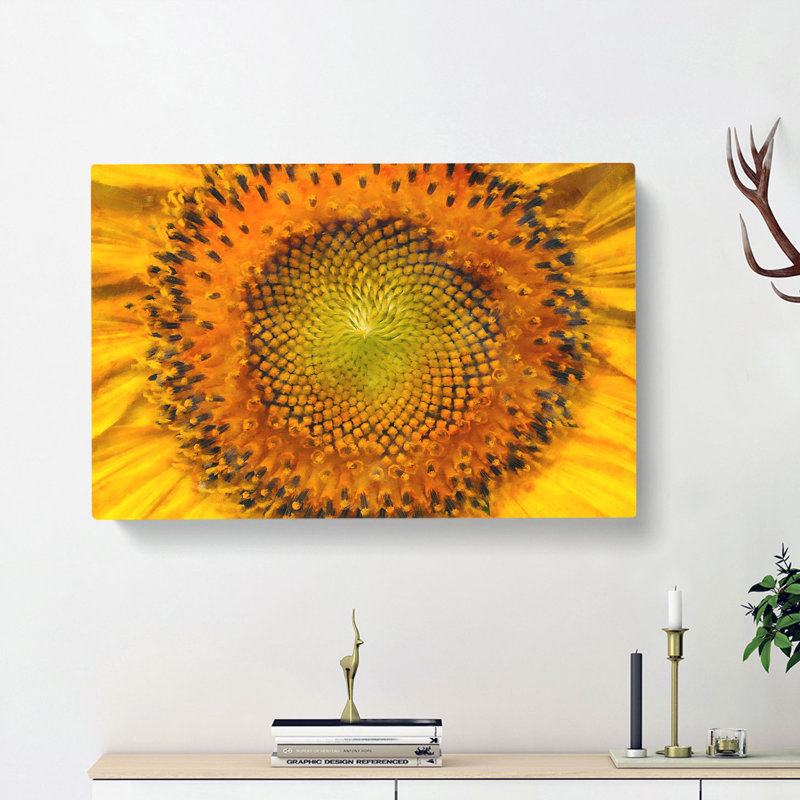 The Eye of a Yellow Sunflower - Wrapped Canvas, 40cm H x 60cm W x 3cm D