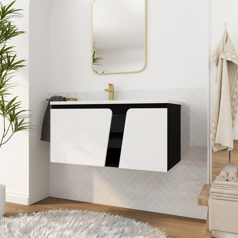 39.59'' Single Bathroom Vanity with Ceramic Top