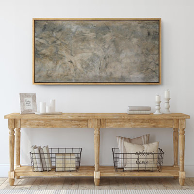 Rustic Grunge Green Abstract Extra Large Pictures Framed Canvas Print Wall Art