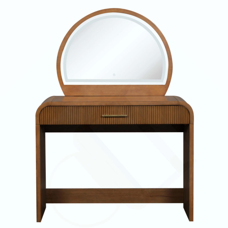 Makeup Vanity Table With Mirror Touch Screen Lighted Mirror, Dressing Table With Drawer For Bedroom, Espresso