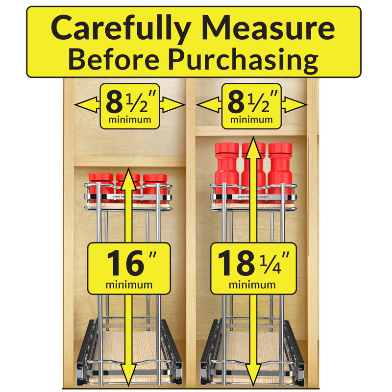 Expandable Chrome and Wood 2-Tier Pull-Out Spice Rack