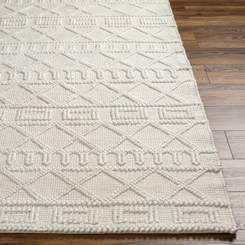 Emilie-May Geometric Flatweave Recycled P.E.T. Area Rug in Beige, Runner 2'6" x 8'