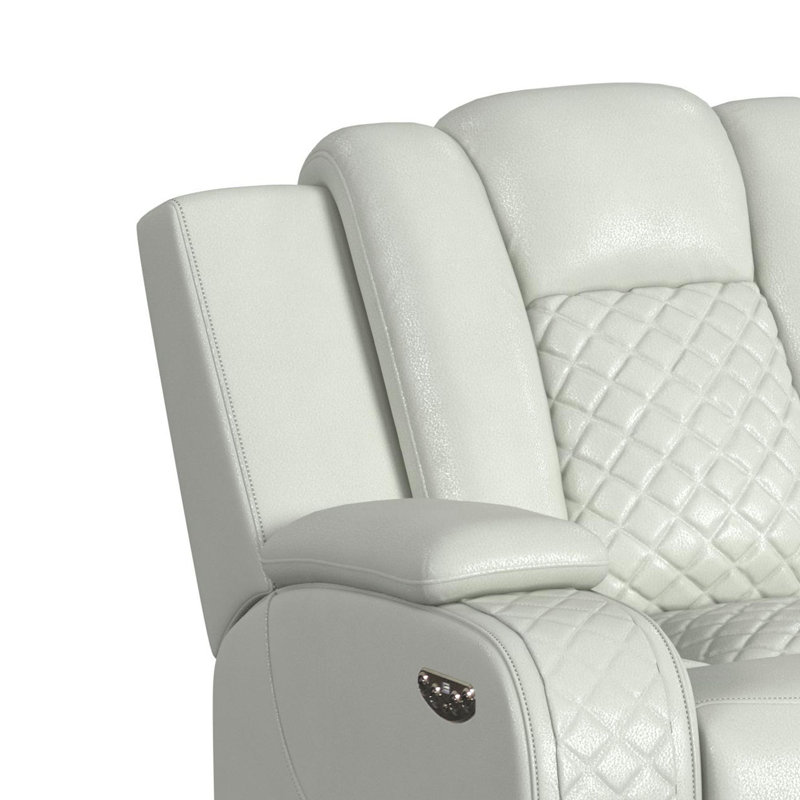 Okubo Power Motion Loveseat with Power Headrest, Console and LED in Pebble Oyster