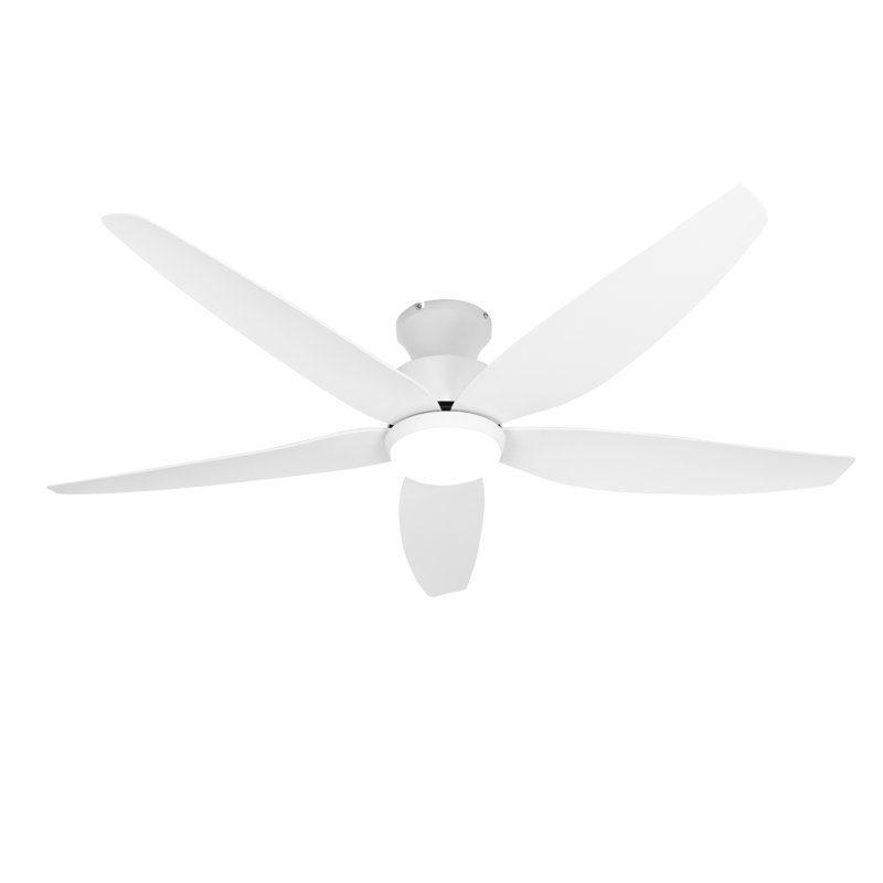 52 Inch Ceiling Fan With Light And Remote Control, 5 Fan Blades, Reversible Airflow, 6-speed Noiseless Direct Current Motor, White Ceiling Fan For Indoor Outdoor Bedroom/living Room/farmhouse