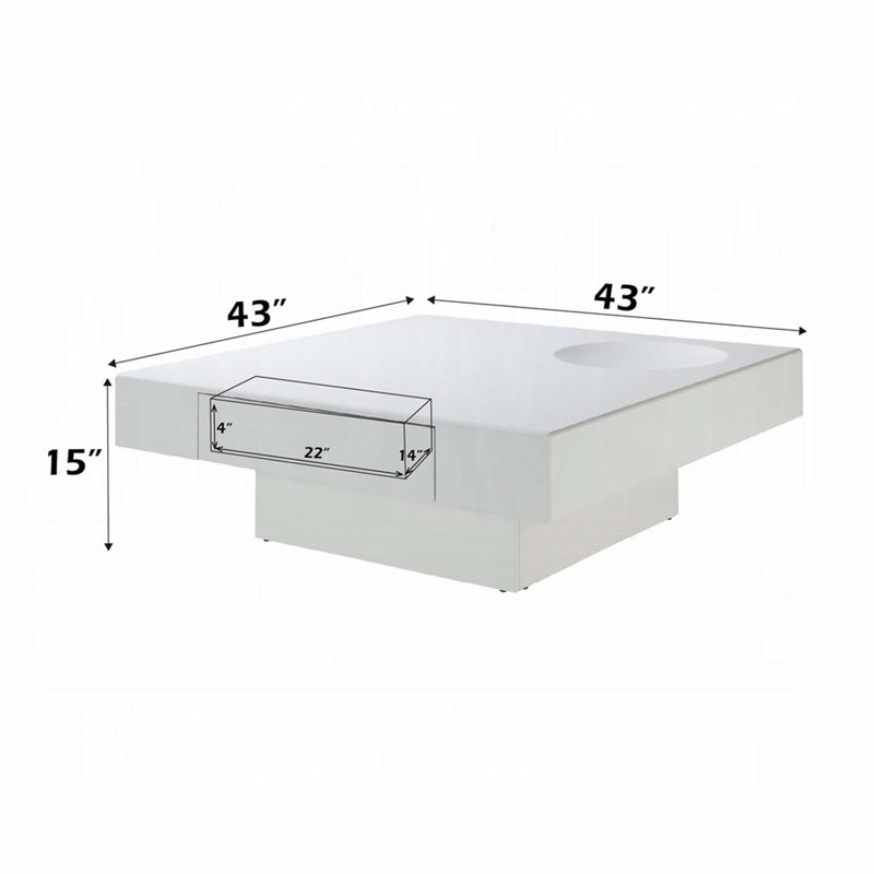 Table basse carrée blanche brillante