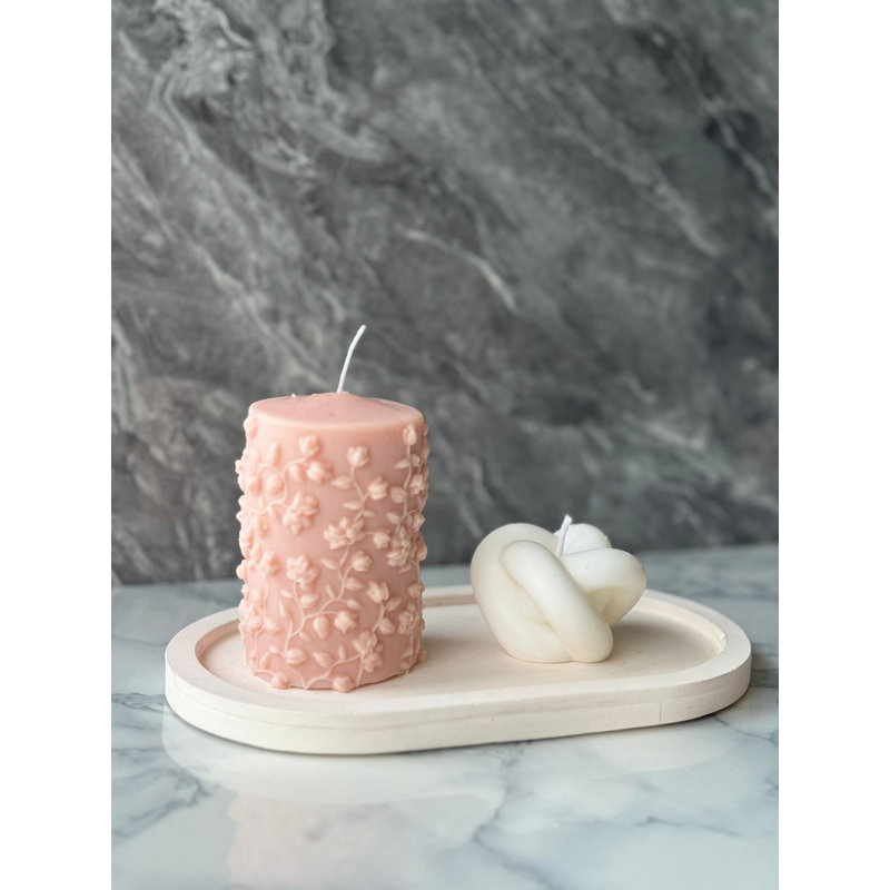 Elegant Candle Set (3 Pieces), Pink & White, 2.4 x 2.0 x 2.4 inches | 100% Soy Wax for Clean Burning | Perfect for Home Decor, Relaxation, and Gift Giving | Stylish and Eco-Friendly Design