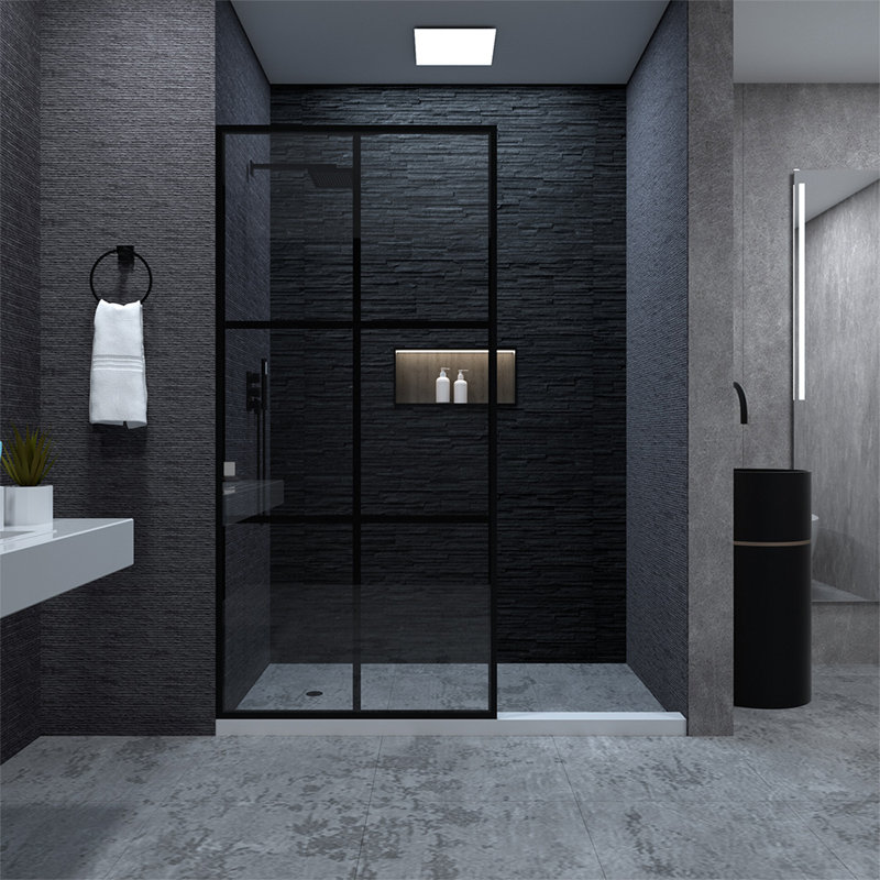 Paroi de douche fixe H 72 "x l 34" avec verre transparent 5/16 "