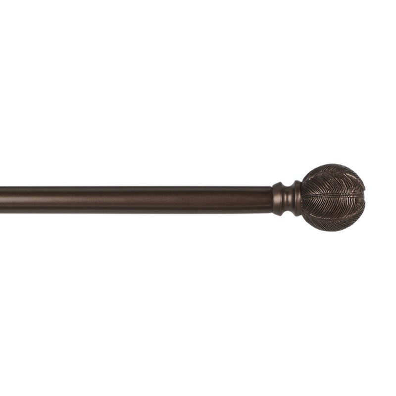 Adjustable Oil Rubbed Bronze Iron Window Curtain Rod with Carved Leaf Finials