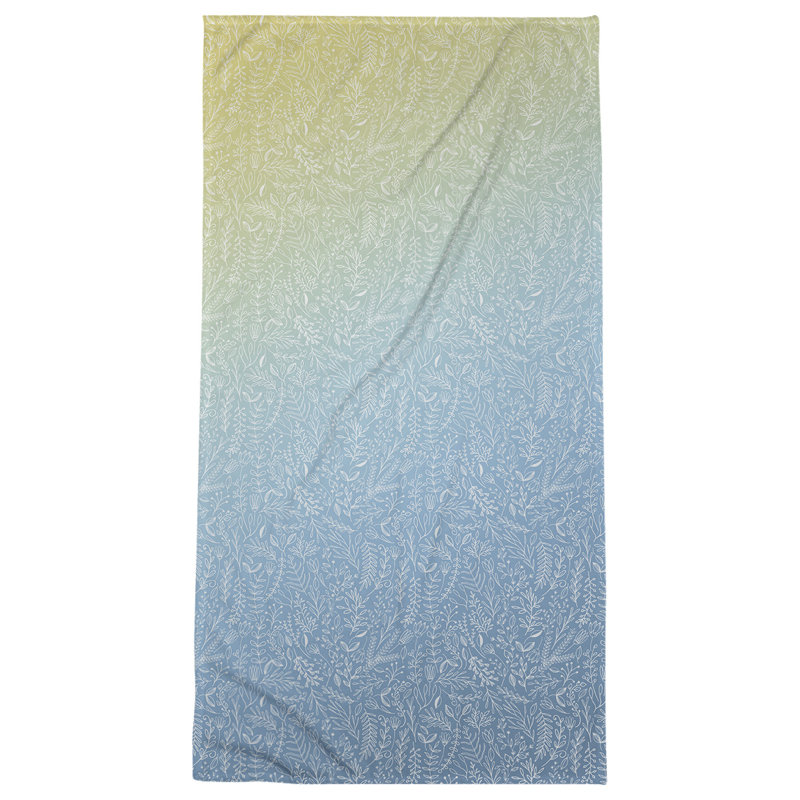 Serviette de bain florale ditsy classique, Jaune/bleu