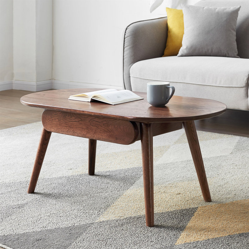 Breuna Solid Wood Coffee Table, 16.54" H x 39.37" L x 22.05" W, Walnut
